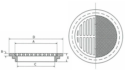 Light Duty ring and cover or grate for slab construction.